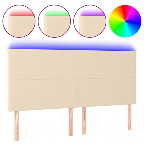 Sengegavl med LED-lys 180 x 5 x 118/128 cm - cremefarvet