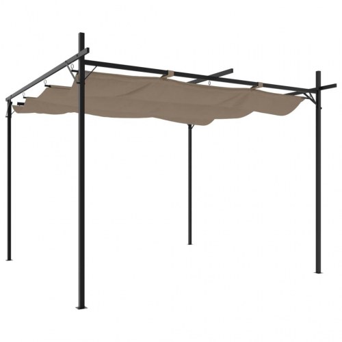 Pergola med sammenrulleligt tag 295×292×230 cm - gråbrun