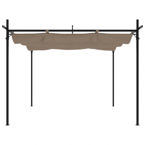 Pergola med sammenrulleligt tag 295×292×230 cm - gråbrun