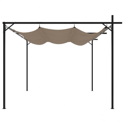 Pergola med sammenrulleligt tag 295×292×230 cm - gråbrun