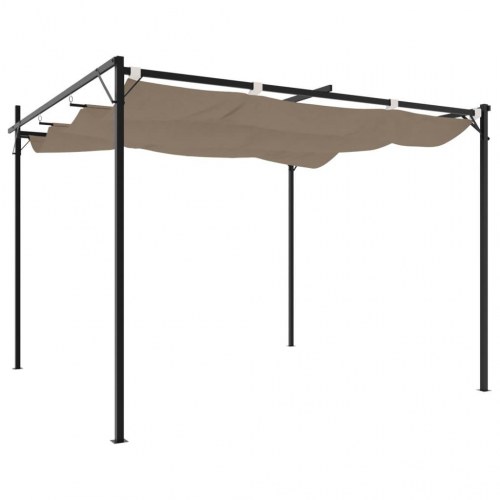 Pergola med sammenrulleligt tag 295×292×230 cm - gråbrun