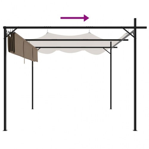 Pergola med sammenrulleligt tag 295×292×230 cm - gråbrun