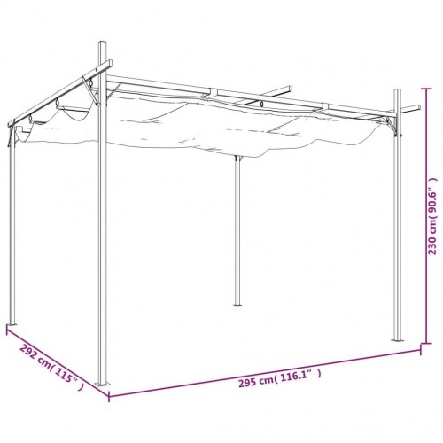 Pergola med sammenrulleligt tag 295×292×230 cm - gråbrun