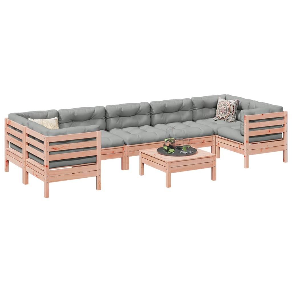 Sofasæt til haven 8 dele med hynder massivt douglasgran