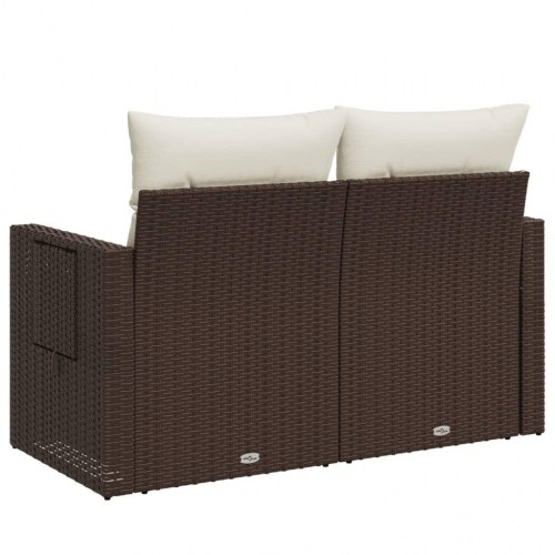 2-personers havesofa i polyrattan med hynder og opbevaring - brun