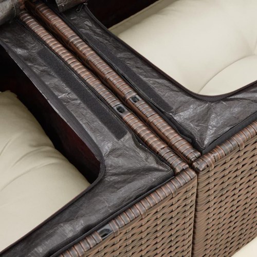 2-personers havesofa i polyrattan med hynder og opbevaring - brun