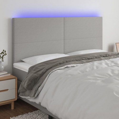 Sengegavl med LED-lys 200 x 5 x 118/128 cm - lysegrå