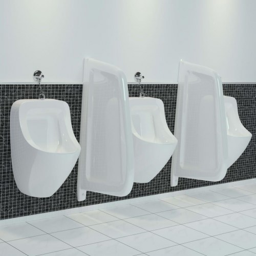 Vægophængt urinalafskærmning i keramik - hvid