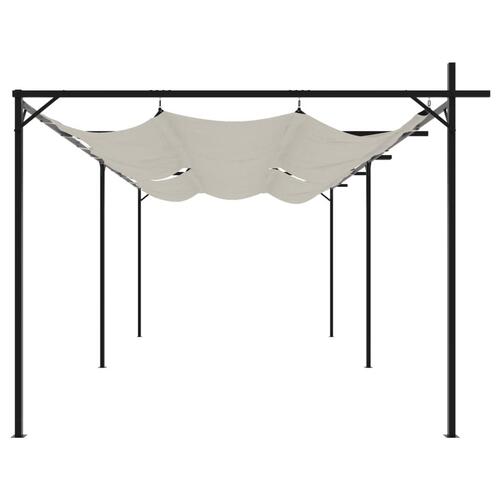 Pergola med sammenrulleligt tag 589x292x230 cm cremefarvet