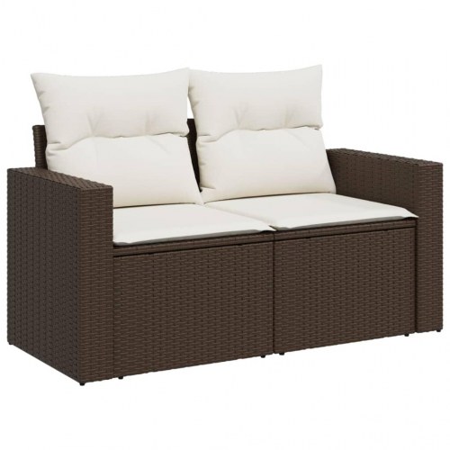 2-personers havesofa i polyrattan med hynder - brun