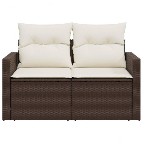 2-personers havesofa i polyrattan med hynder - brun