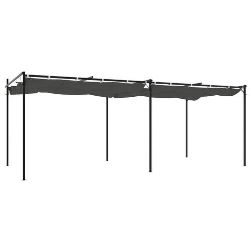 Pergola med sammenrulleligt tag 589x292x230 cm antracitgrå