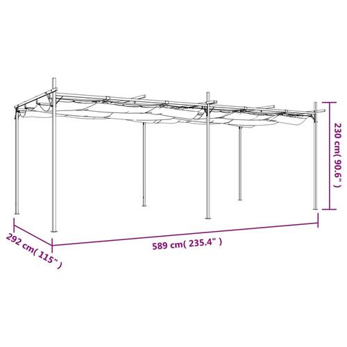 Pergola med sammenrulleligt tag 589x292x230 cm antracitgrå