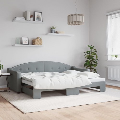 Daybed med udtræk 80 x 200 cm - lysegrå