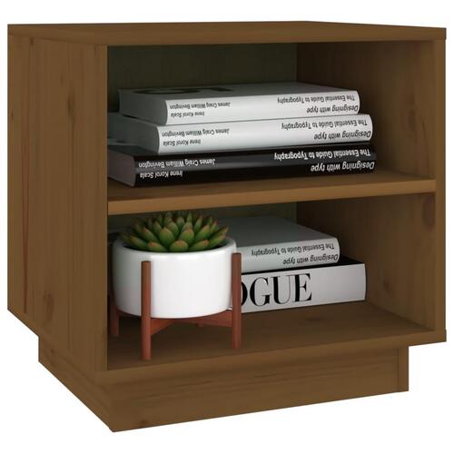 Sengeborde 2 stk. 40x34x40 cm massivt fyrretræ gyldenbrun