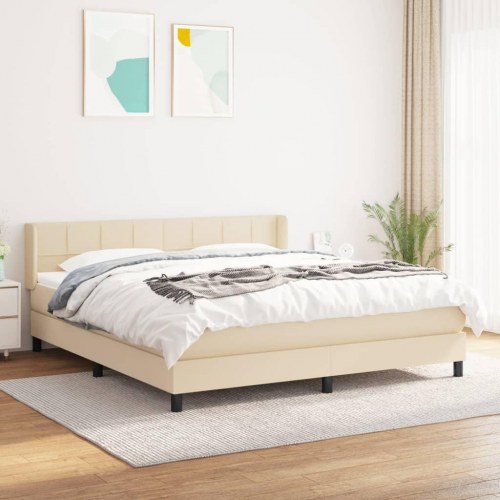 Kontinentalseng med madras 180×200 cm - stof, cremefarvet