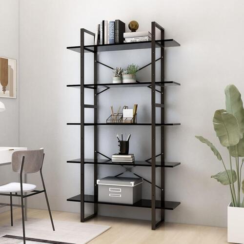 Bogreol med 5 hylder 100x30x175 cm konstrueret træ sort