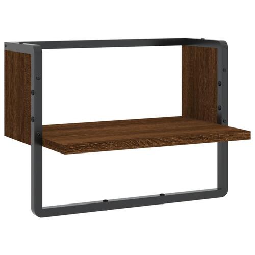 Væghylde med stang 40x25x30 cm brun egetræsfarve