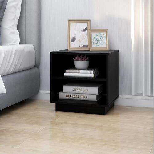 Sengeborde 2 stk. 40x34x40 cm massivt fyrretræ sort