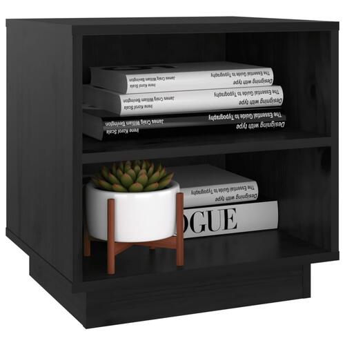 Sengeborde 2 stk. 40x34x40 cm massivt fyrretræ sort
