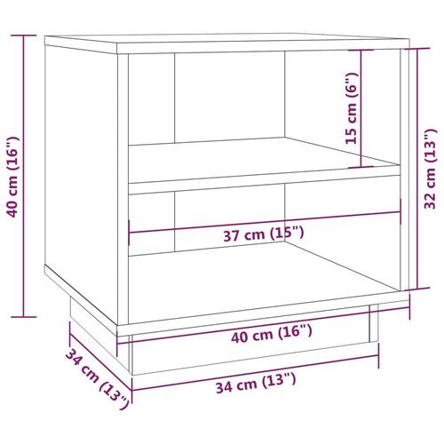Sengeborde 2 stk. 40x34x40 cm massivt fyrretræ sort
