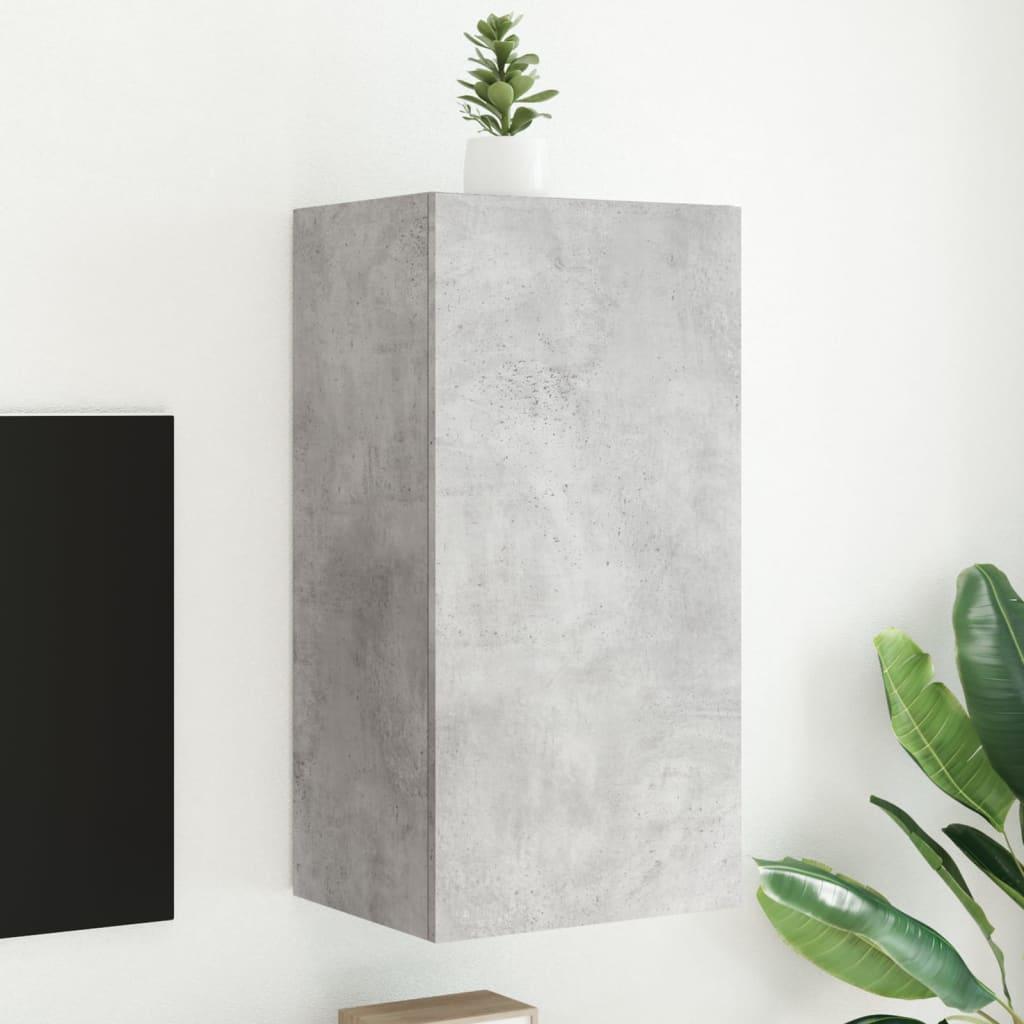 Væghængt tv-bord med LED-lys 40,5x35x80 cm betongrå