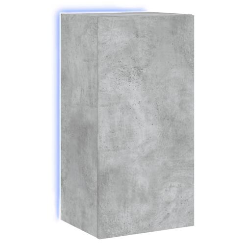 Væghængt tv-bord med LED-lys 40,5x35x80 cm betongrå