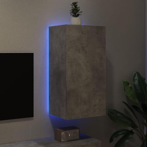 Væghængt tv-bord med LED-lys 40,5x35x80 cm betongrå