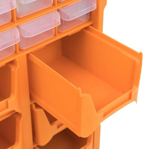Skuffereol med 39 skuffer - 38 × 16 × 47 cm, orange/sort