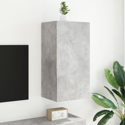 Væghængt tv-bord med LED-lys 40,5x35x80 cm betongrå