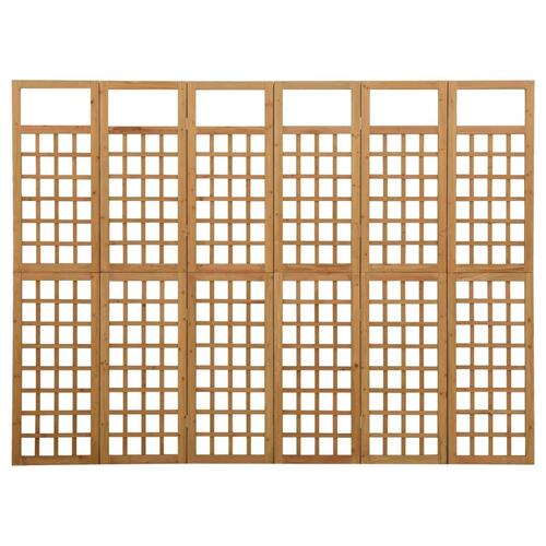 6-panels rumdeler/espalier 242,5x180 cm massivt grantræ