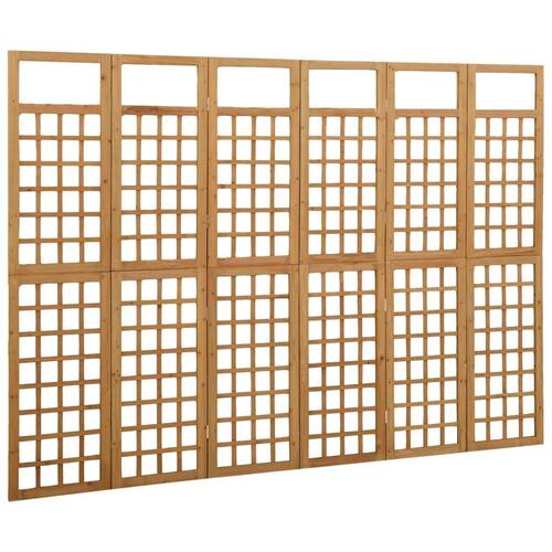 6-panels rumdeler/espalier 242,5x180 cm massivt grantræ