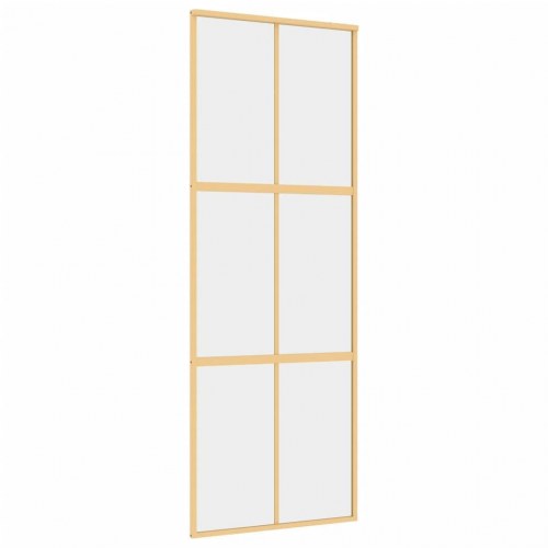 Skydedør 76×205 cm i klart sikkerhedsglas - aluminium, guldfarvet