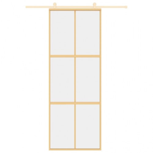 Skydedør 76×205 cm i klart sikkerhedsglas - aluminium, guldfarvet