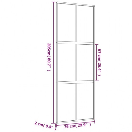 Skydedør 76×205 cm i klart sikkerhedsglas - aluminium, guldfarvet