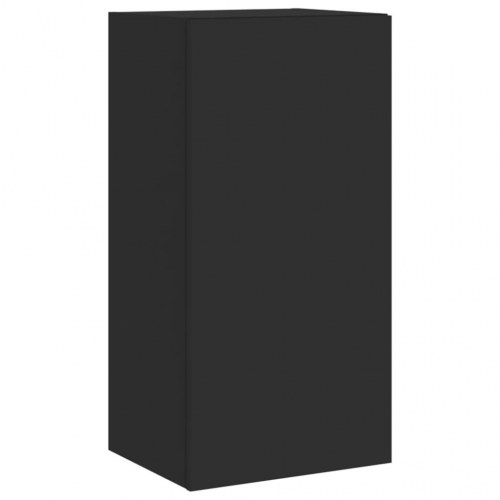 Væghængt tv-bord med LED-lys 40,5×35×80 cm - sort