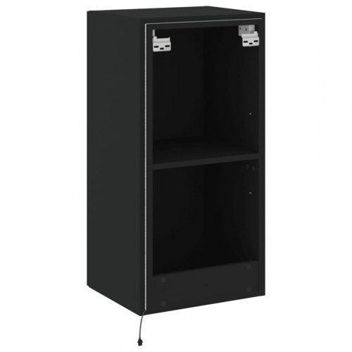 Væghængt tv-bord med LED-lys 40,5×35×80 cm - sort