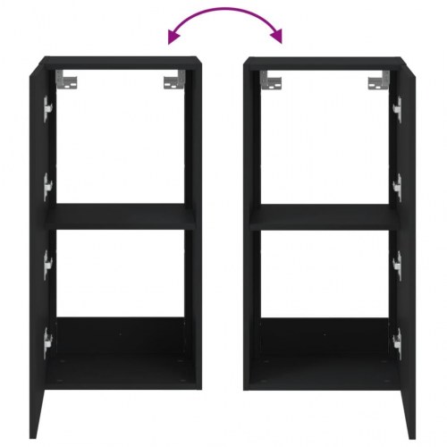 Væghængt tv-bord med LED-lys 40,5×35×80 cm - sort