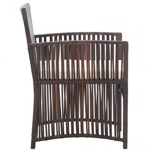 Havestole med hynder 2 stk. polyrattan brun
