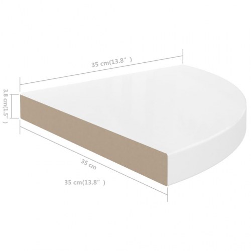 Hjørnehylder 2 stk. - 35 × 35 × 3,8 cm - MDF hvid højglans