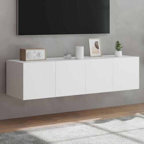 Væghængte tv-borde 2 stk. med LED-lys 60x35x31 cm hvid
