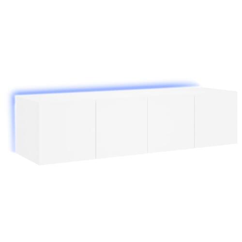 Væghængte tv-borde 2 stk. med LED-lys 60x35x31 cm hvid
