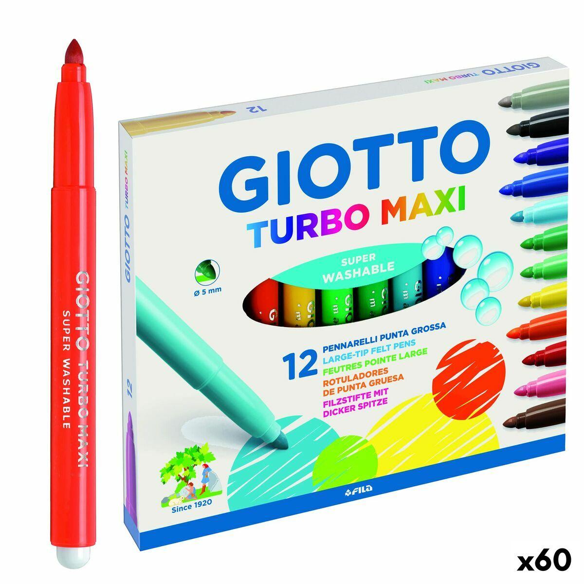 Sæt med Fiberpenne Giotto Turbo Maxi Multifarvet (60 enheder)