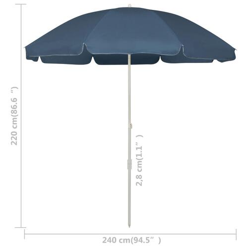 Strandparasol 240 cm blå