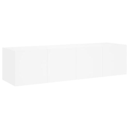 Væghængte tv-borde 2 stk. med LED-lys 60x35x31 cm hvid