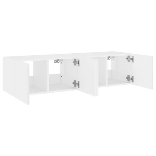 Væghængte tv-borde 2 stk. med LED-lys 60x35x31 cm hvid
