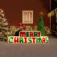Oppustelig Merry Christmas-dekoration med LED'er 197 cm