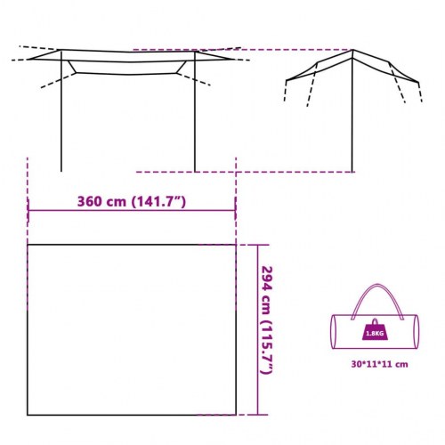 Tarp 360 × 294 cm - vandafvisende campingpresenning, grøn