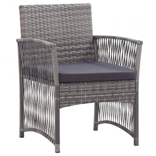 Havestole med hynder, 2 stk. - polyrattan, antracitgrå