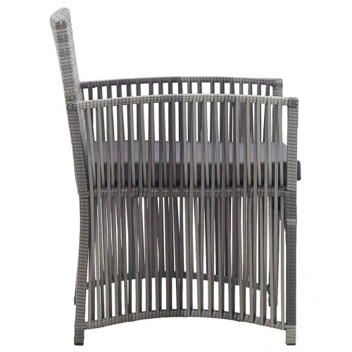 Havestole med hynder, 2 stk. - polyrattan, antracitgrå